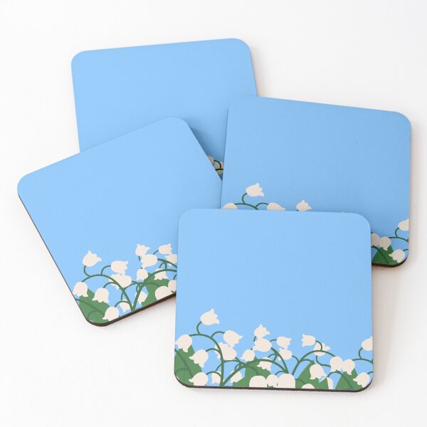 Item preview, Seamless Lily of the Valley Floral Pattern on Blue Background designed and sold by DesignbyAnnaM.