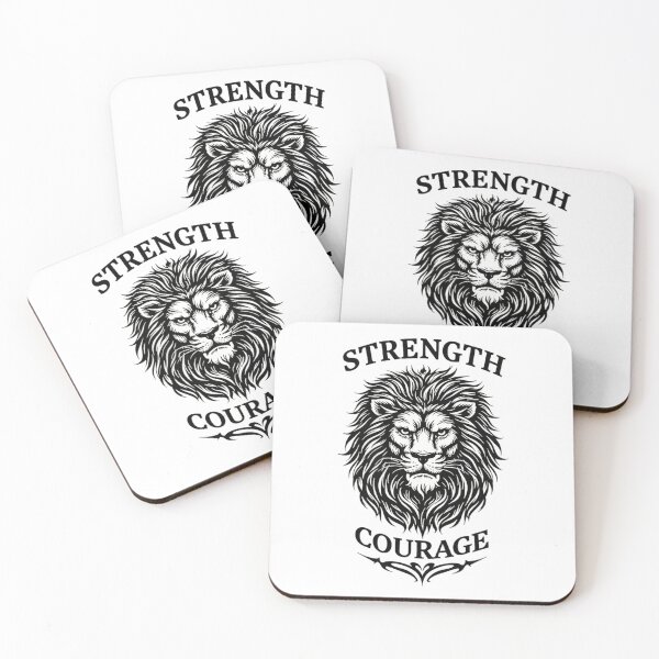Item preview, Powerful Lion Illustration with Strength and Courage Quote designed and sold by anamul43.