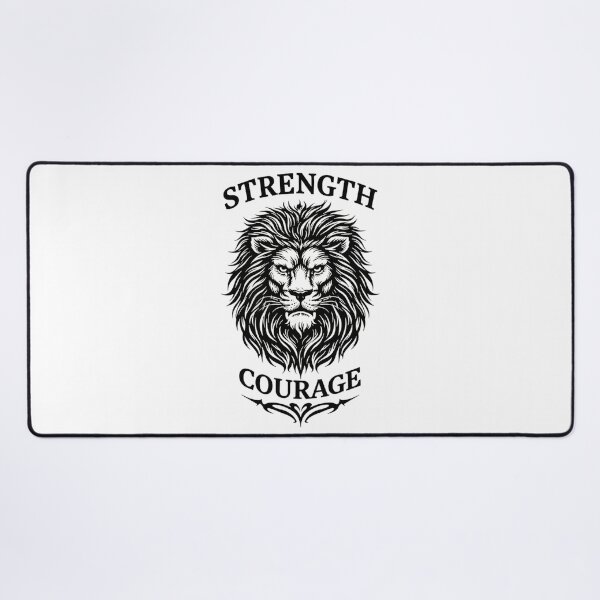 Item preview, Powerful Lion Illustration with Strength and Courage Quote designed and sold by anamul43.