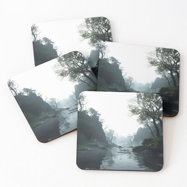 Item preview, Galactic River Valley Illustration – Starry Reflections & Alien Cliffs designed and sold by catcurio.