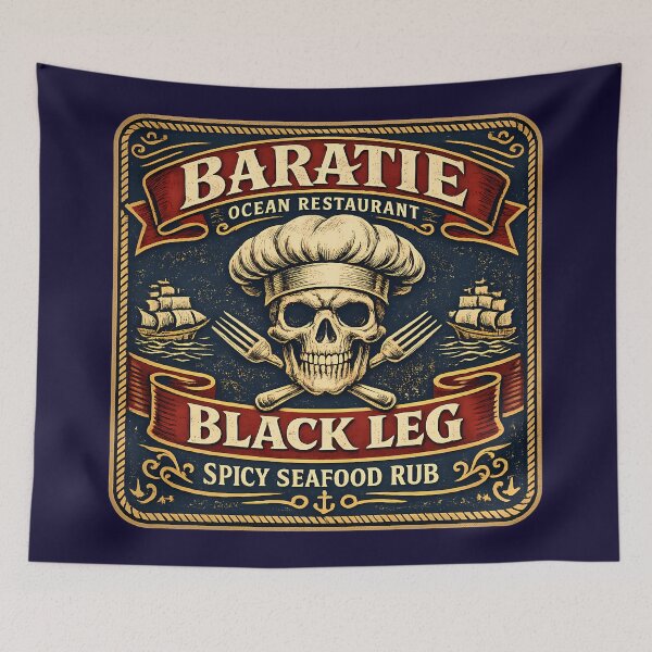 Item preview, Baratie Black Leg Spicy Seafood Rub Label designed and sold by agearb.