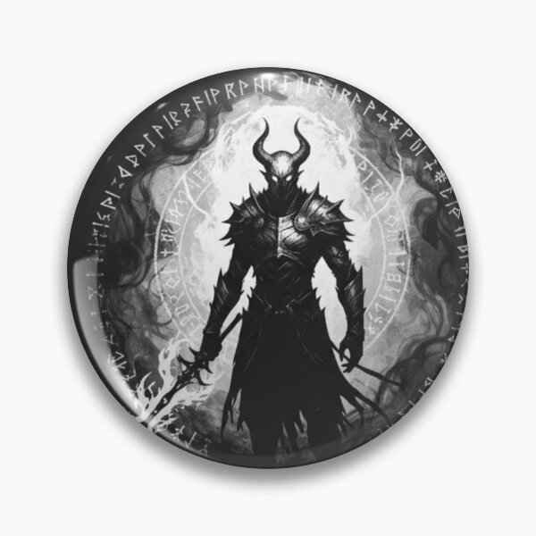 Item preview, Dark Fantasy Demon Warrior Rune Circle Art designed and sold by LuxeLayouts.