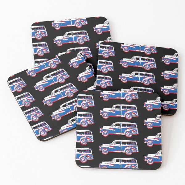 Item preview, Morris Minor Traveller British classic car block red/white/blue designed and sold by soitwouldseem.