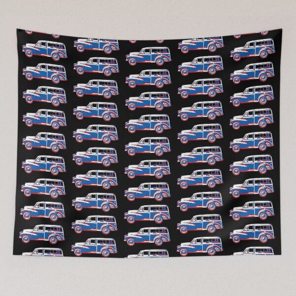 Item preview, Morris Minor Traveller British classic car block red/white/blue designed and sold by soitwouldseem.