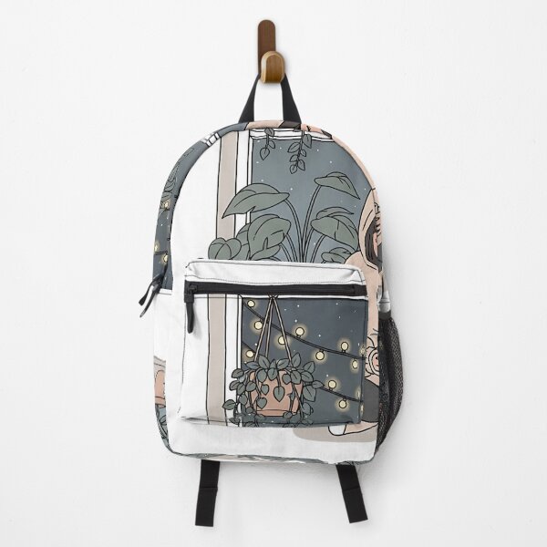 Item preview, Shy teenage sitting under a starry window with plants and fairy lights designed and sold by iwzzuel.