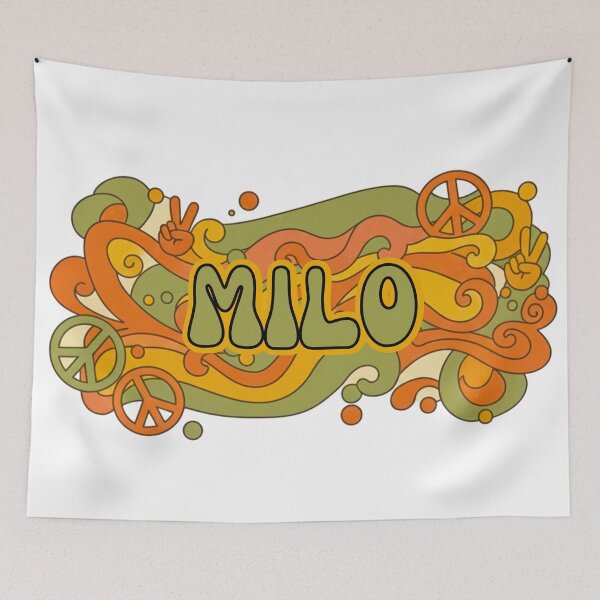 Item preview, Milo Retro Groovy 70s Peace Sign Name Art designed and sold by MBBialyPiksel.