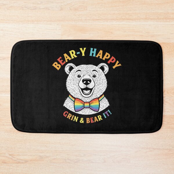Item preview, Bear-y Happy – Grin and Bear It Funny Rainbow Bear Design designed and sold by LittleLoopArt.
