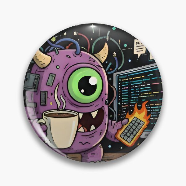 Item preview, Caffeine & Code" Monster - Flaming Keyboard Programmer designed and sold by Zenith Design.