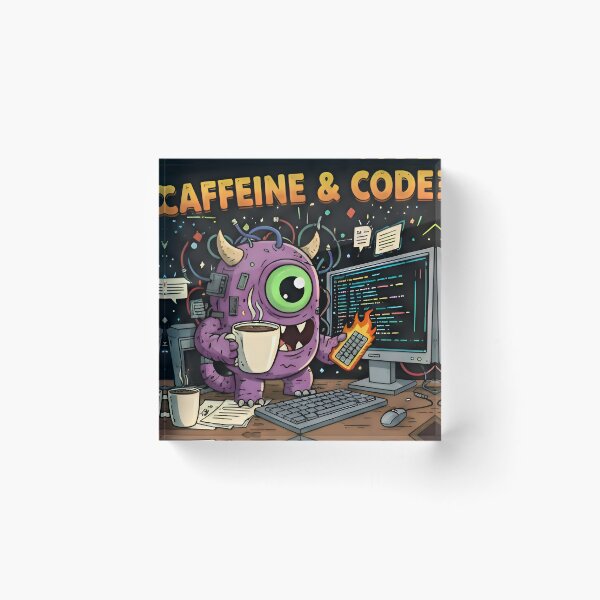 Item preview, Caffeine & Code" Monster - Flaming Keyboard Programmer designed and sold by Zenith Design.