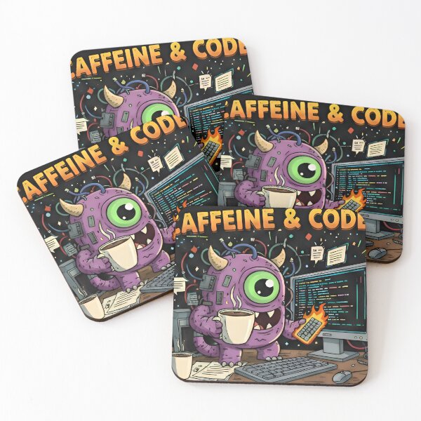 Item preview, Caffeine & Code" Monster - Flaming Keyboard Programmer designed and sold by Zenith Design.