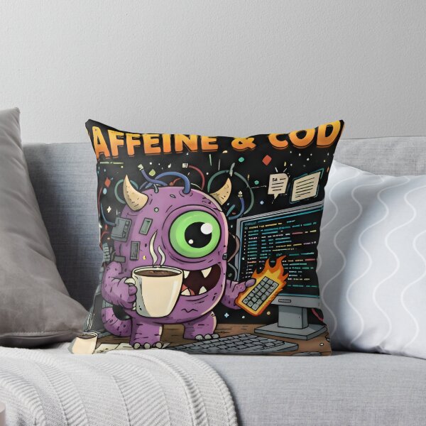 Item preview, Caffeine & Code" Monster - Flaming Keyboard Programmer designed and sold by Zenith Design.