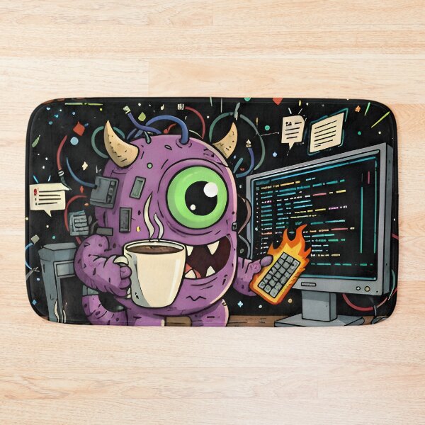 Item preview, Caffeine & Code" Monster - Flaming Keyboard Programmer designed and sold by Zenith Design.