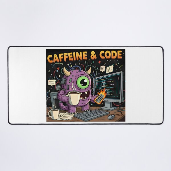Item preview, Caffeine & Code" Monster - Flaming Keyboard Programmer designed and sold by Zenith Design.