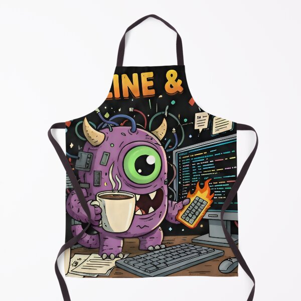 Item preview, Caffeine & Code" Monster - Flaming Keyboard Programmer designed and sold by Zenith Design.