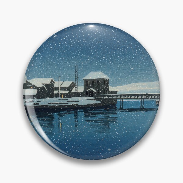 Item preview, Port of Ebisu on Sado Island by Hasui Kawase: Winter Night Harbor Poster designed and sold by artofuniverse.