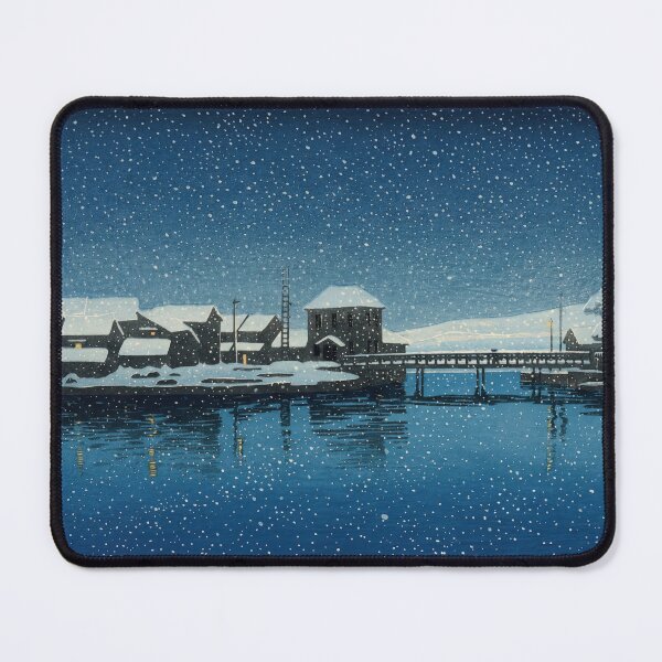 Item preview, Port of Ebisu on Sado Island by Hasui Kawase: Winter Night Harbor Poster designed and sold by artofuniverse.