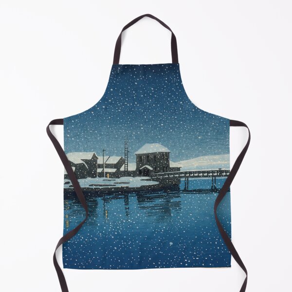 Item preview, Port of Ebisu on Sado Island by Hasui Kawase: Winter Night Harbor Poster designed and sold by artofuniverse.