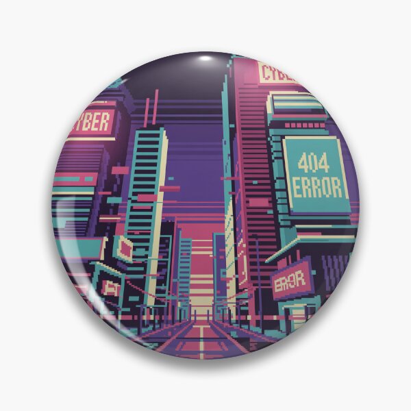 Item preview, neon glitch city retro pixel graphic designed and sold by JSArtDesign.