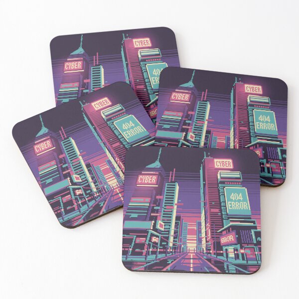 Item preview, neon glitch city retro pixel graphic designed and sold by JSArtDesign.