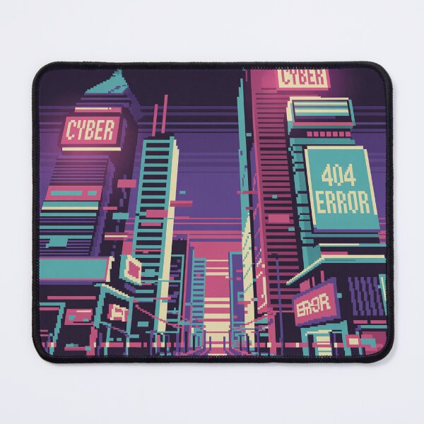 Item preview, neon glitch city retro pixel graphic designed and sold by JSArtDesign.