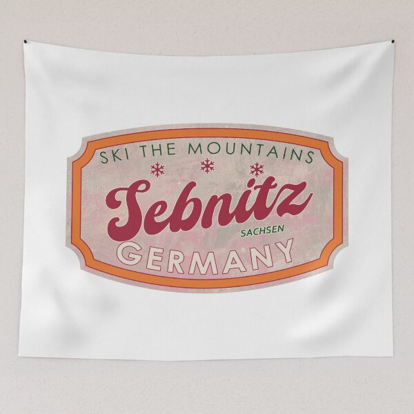 Item preview, Sebnitz, Germany, Sachsen, Ski, textured skiing badge designed and sold by Wanderful-roads.