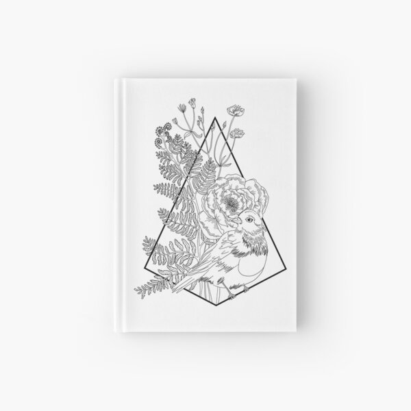 Oiseau, fleurs et fougère Carnet cartonné