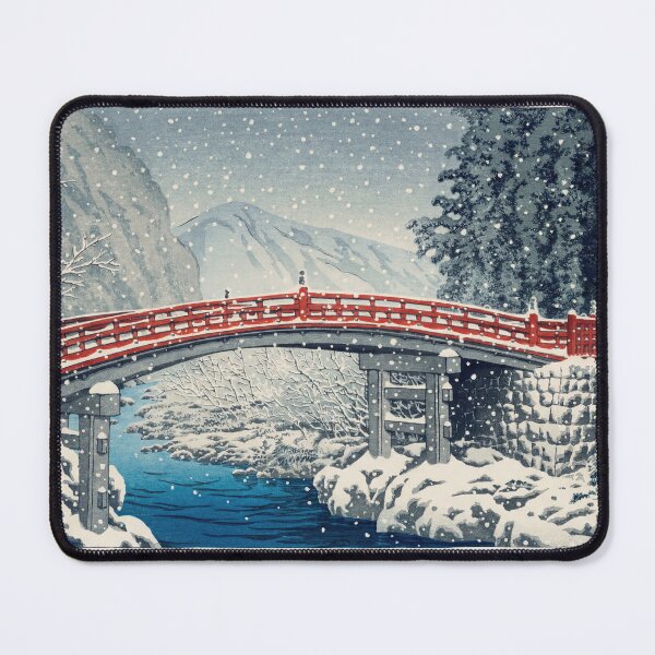 Item preview, Snow at Kamibashi Bridge in Nikko by Hasui Kawase: Japanese Winter Poster designed and sold by artofuniverse.