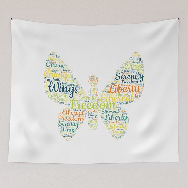 Item preview, Butterfly Word Art – Freedom & Serenity Typography designed and sold by dkza.