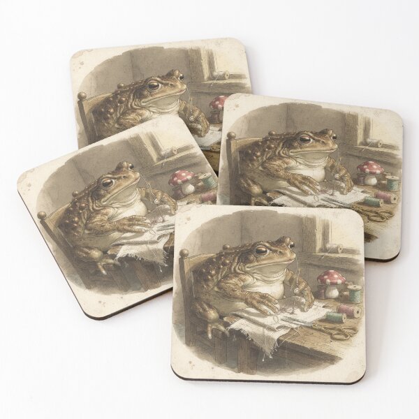 Item preview, Frog Mending Day - Cottagecore Toad Art designed and sold by PictorialWhimsy.