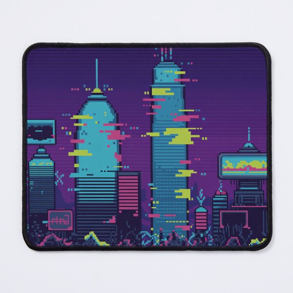 Item preview, Neon glitch city retro pixel graphic designed and sold by JSArtDesign.