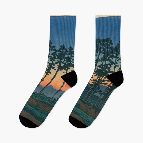 Item preview, Sunset at Ichinokura by Hasui Kawase: Japanese Landscape Fine Art Poster designed and sold by artofuniverse.