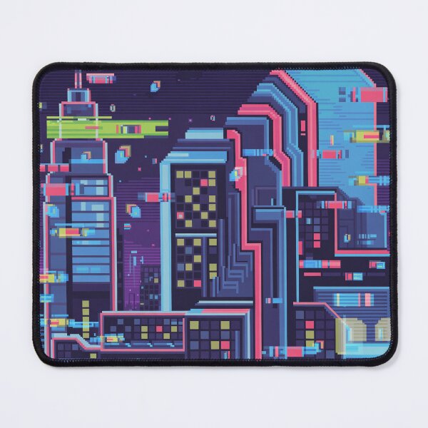 Item preview, Neon glitch city retro pixel graphic designed and sold by JSArtDesign.