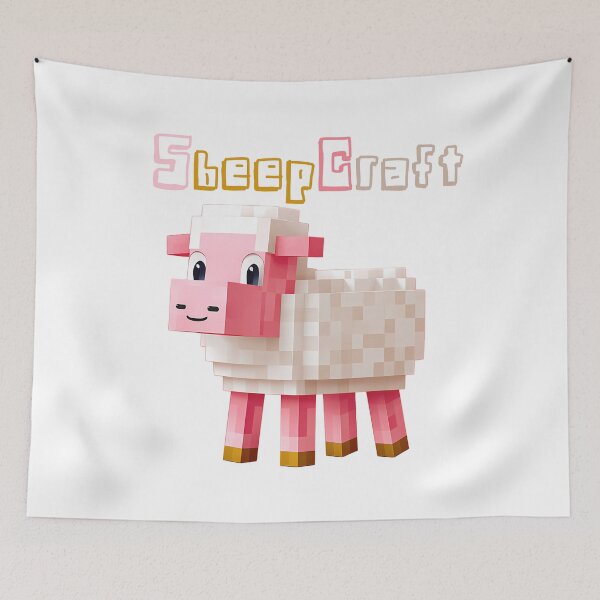 Item preview, SheepCraft Minecraft Sheep - Cute Blocky Lego Style Art Print designed and sold by DesignArtist.ia.