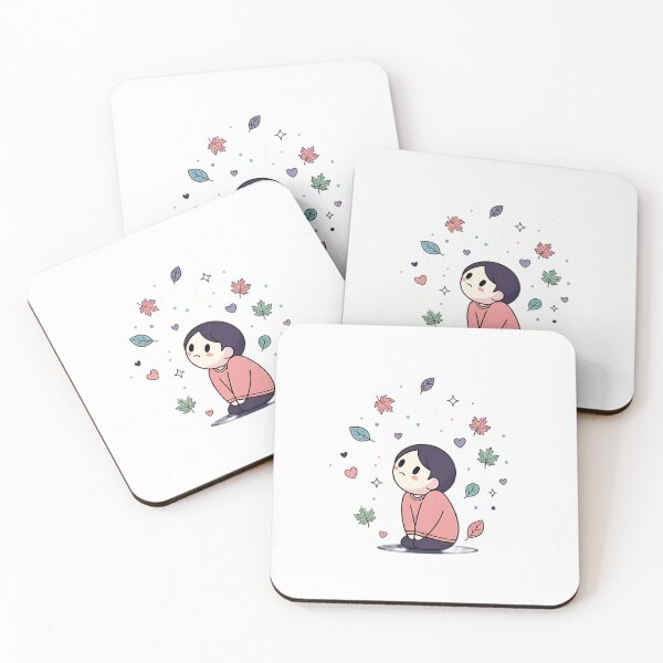 Item preview, Shy teenage surrounded by floating leaves designed and sold by iwzzuel.