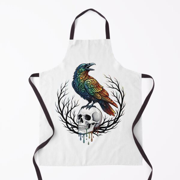 Item preview, Raven on scull, multi-colored, branches, tree, mood designed and sold by wizard-work.