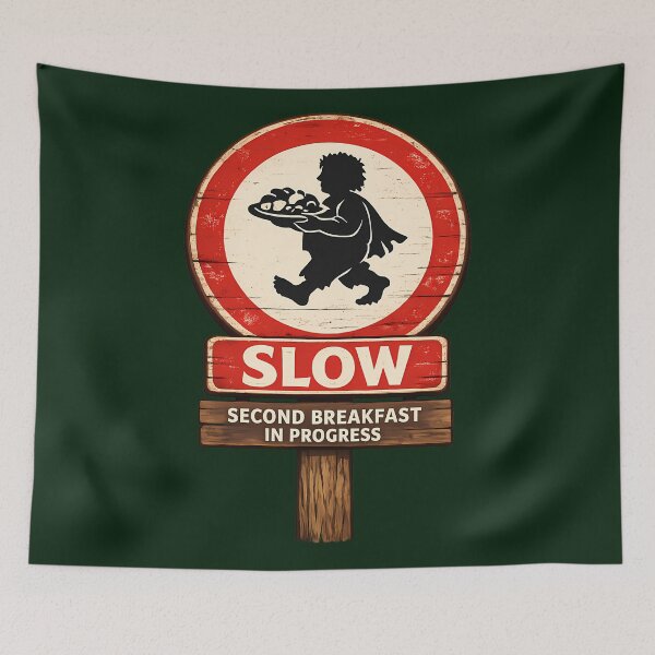 Item preview, Slow Second Breakfast In Progress Shire Road Sign designed and sold by agearb.