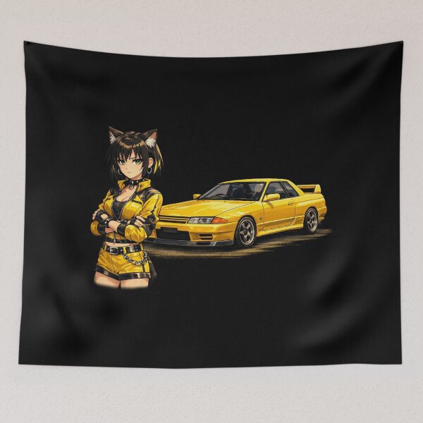 Item preview, Catgirl Anime Circuit Collection Nissan Skyline R32 (No Logo) designed and sold by GothCatHedral.