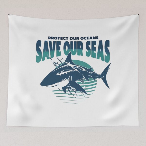 Item preview, Protect Our Oceans Save Our Seas Shark designed and sold by SkeletonsDanger.