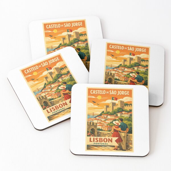 Item preview, Castelo de São Jorge - Lisbon - Retro Travel Poster Portugal designed and sold by Earth Celebration Designs.