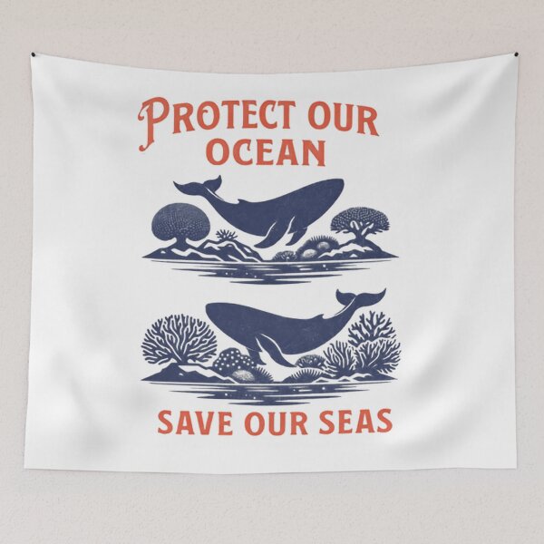 Item preview, Protect Our Ocean Save Our Seas Whales Sharks designed and sold by SkeletonsDanger.