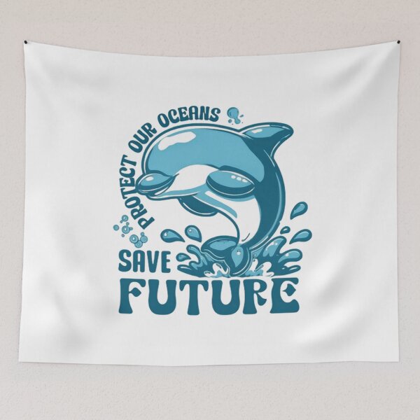Item preview, Protect Our Oceans Bold Blue Wave Whale Sharks designed and sold by SkeletonsDanger.
