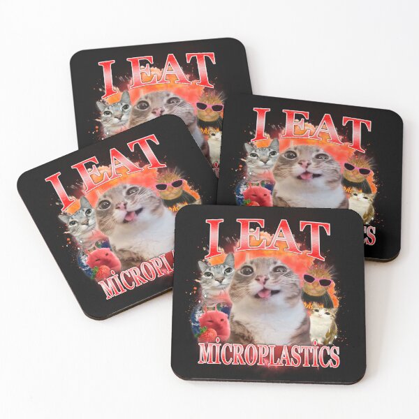 Item preview, I Eat Microplastics Funny Meme Weird Cat Shirt designed and sold by cherrywstore.