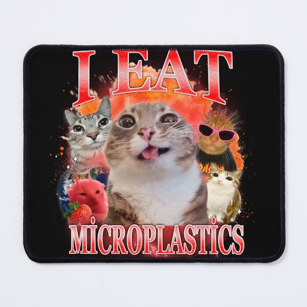 Item preview, I Eat Microplastics Funny Meme Weird Cat Shirt designed and sold by cherrywstore.
