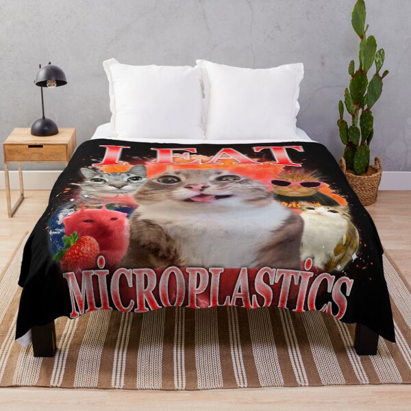 Item preview, I Eat Microplastics Funny Meme Weird Cat Shirt designed and sold by cherrywstore.