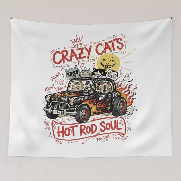 Item preview, Crazy Cats & Hot Rod Soul. designed and sold by taratyanprint.
