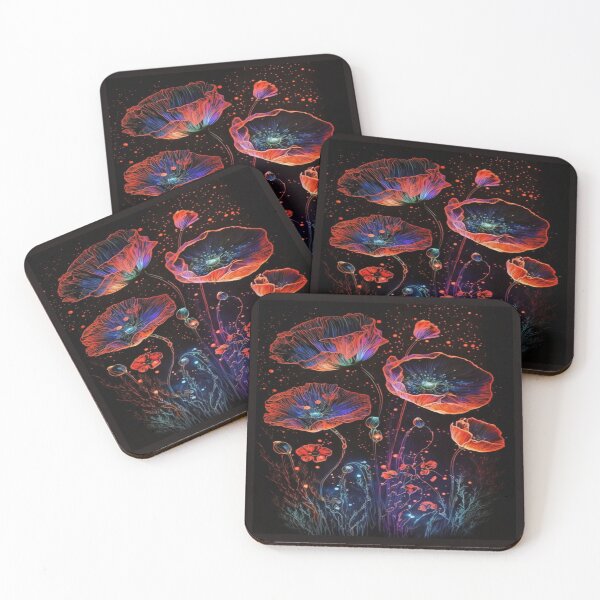 Item preview, Luminous Neon Poppies Cosmic Glow Artwork  designed and sold by NivyasArtistry.