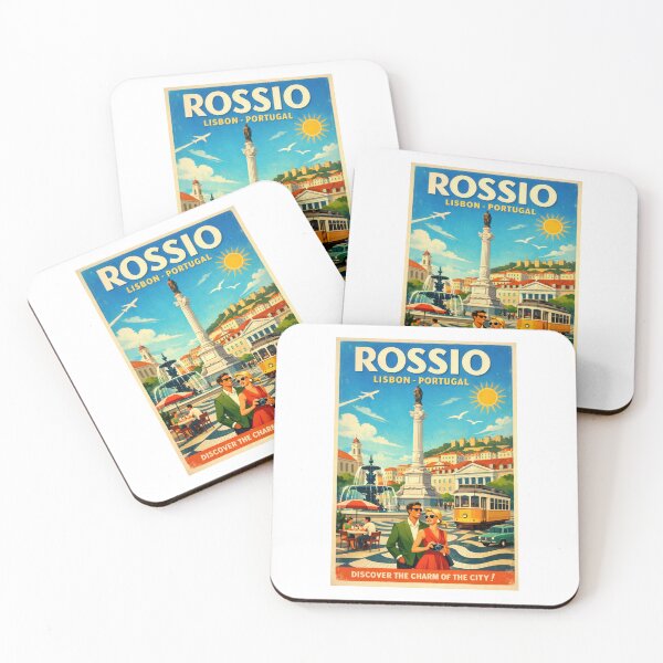 Item preview, Rossio Square Lisbon – Vintage Portugal Travel Art designed and sold by Earth Celebration Designs.