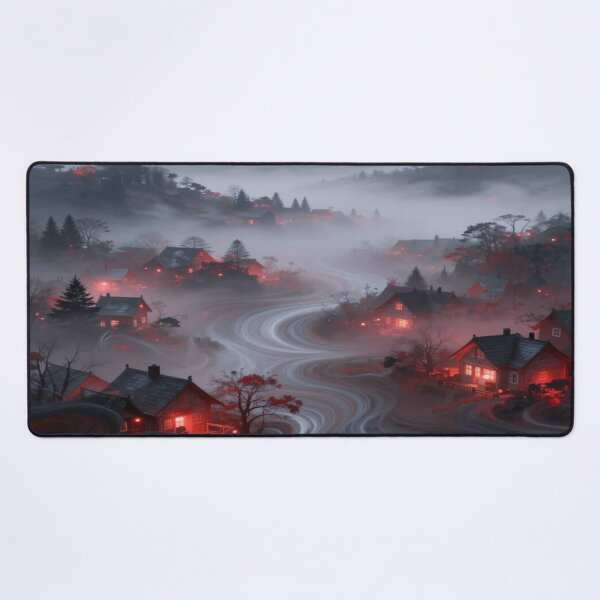Artikelvorschau, Mystisches Dorf im Nebel – surrealer Fluss, warmes Licht und geheimnisvolle Atmosphäre entworfen und verkauft von FotoworldEdel.