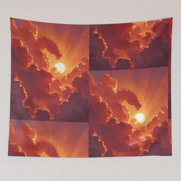 Item preview, Dragon in Fiery Sunset Clouds designed and sold by Pir8prints.