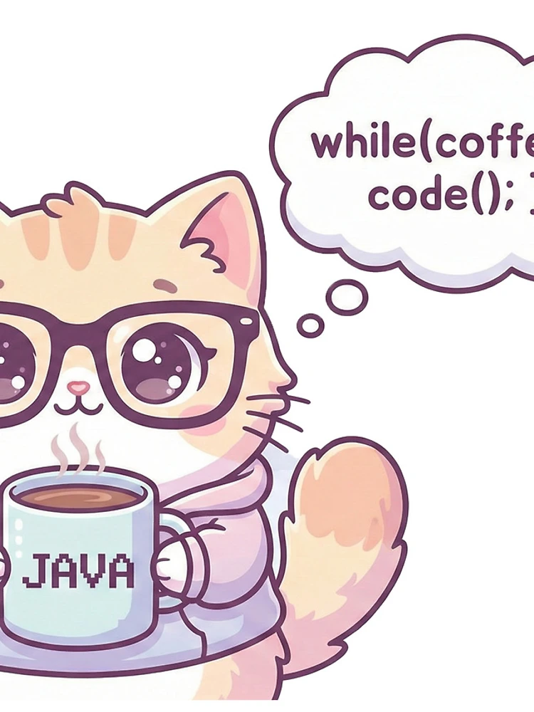 Thumbnail 4 of 4, iPhone Case, "Cute Java Coder Cat - 'while(coffee) code();'" designed and sold by Zenith Design.